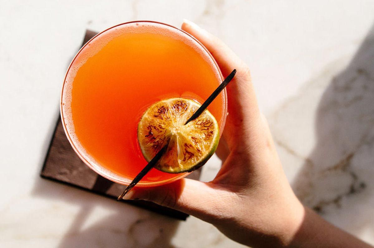 Cocktail with Calvados in Cherbourg, Normandy